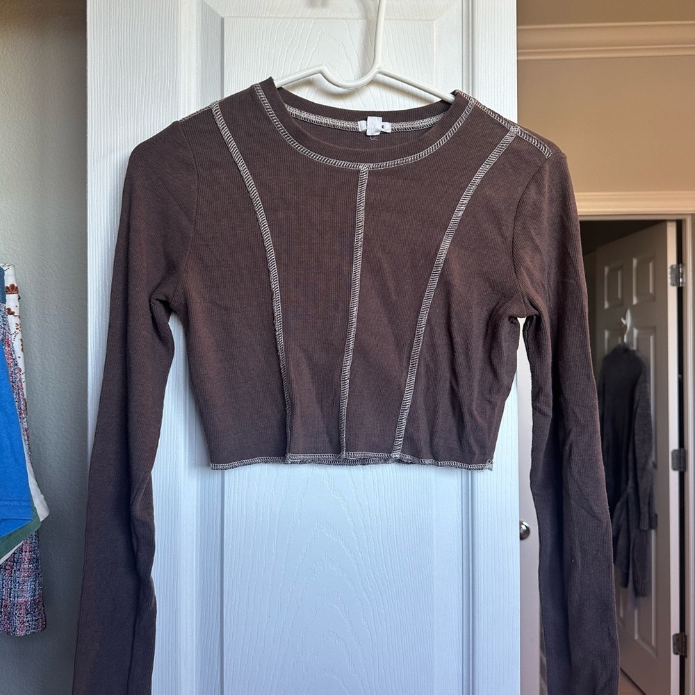 Garage Chocolate Long Sleeve Crop Top